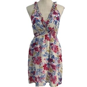 Annabella Floral Dress Medium Sleeveless Lined Lightweight White Pink Blue